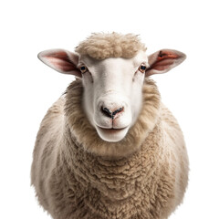 Obraz premium sheep face shot isolated on transparent background cutout, generative ai
