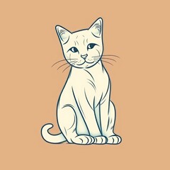 AI generated white cat on brown background
