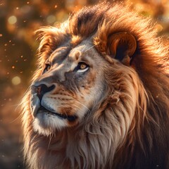 AI generated lion on blurred background