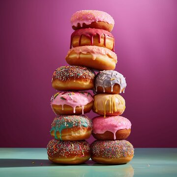 AI generated image of donuts with a variety of colorful frostings