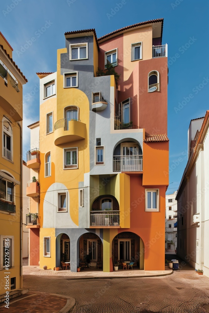 Poster ai generated building with multiple balconies