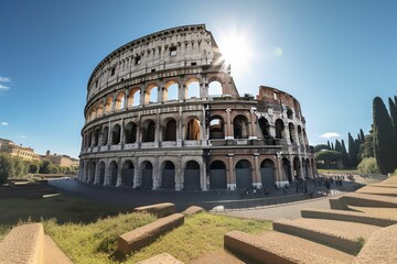 Fototapeta na wymiar AI generated colosseum ancient building, under shining sun