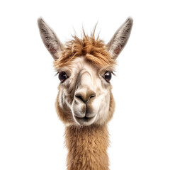 Fototapeta premium llama face shot isolated on transparent background cutout