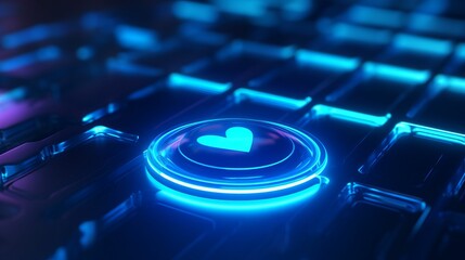Fototapeta na wymiar AI generated computer keyboard wit heart-shaped button