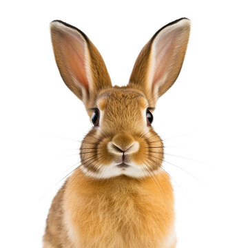 rabbit face shot isolated on transparent background