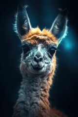 AI generated illustration of Close up of a llama looking directly into the camera