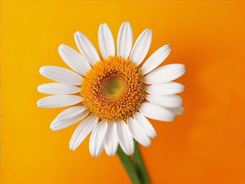 white daisy on a orange background
