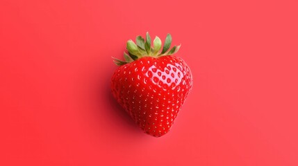 AI generated illustration of a vibrant red strawberry on a vibrant pink background