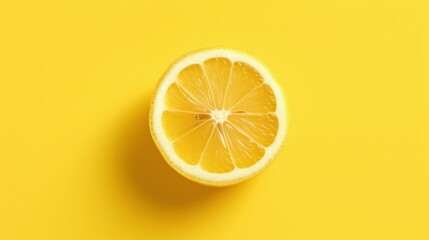 AI generated illustration of a freshly cut lemon resting on a yellow surface