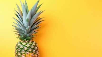 AI generated illustration of a vibrant pineapple fruit on a yellow background