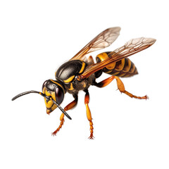 close up side view of wasp, isolated on transparent background cutout, generative ai
