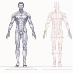 Fototapeta na wymiar human body anatomy sketch