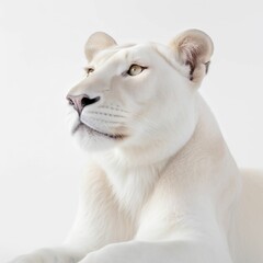 AI generated illustration of A majestic white lion relaxing