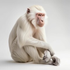 AI generated illustration of An adorable white-furred monkey