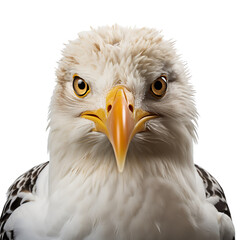 Obraz premium bald eagle face shot isolated on transparent background cutout, generative ai