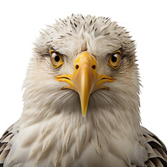 Obraz premium bald eagle face shot isolated on transparent background cutout, generative ai