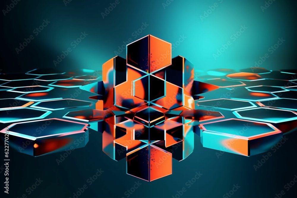 Poster ai generated illustration of an abstract cube-shaped background