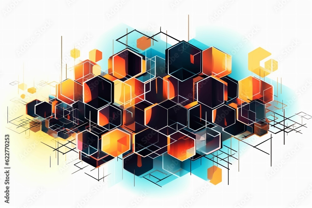 Poster ai generated illustration of an abstract cube-shaped background