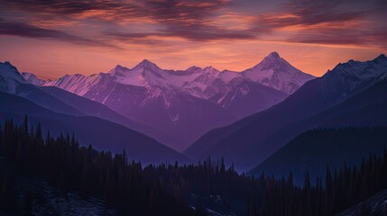 snowy mountain range at sunset with clouds in the sky wallpaper
