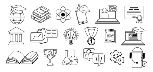 Learning icons. Online education icon. Diploma. Isolated on white for graphic and web design vector illustration