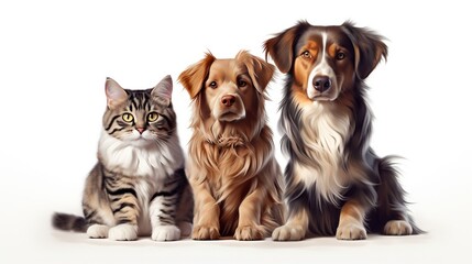 A cat and two dogs