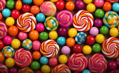 Fototapeta na wymiar Colorful Sweets, Candys, Gums. Generative AI.