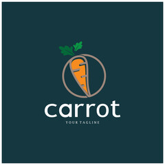 Carrot Illustration Creative Design Carrot Agricultural Product Logo Icon, Carrot Processing,vegan food, Farmers Market,Vector