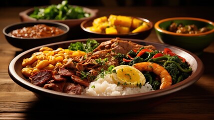 A plate of Brazilian food.