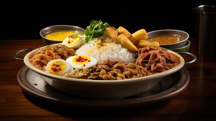 A plate of Brazilian food.