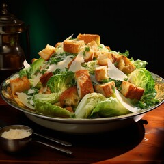 AI generated illustration of a fresh Caesar salad