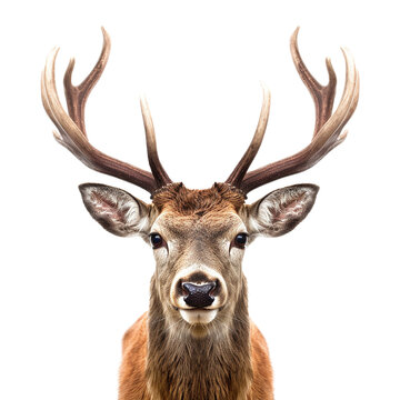 deer face shot isolated on transparent background 