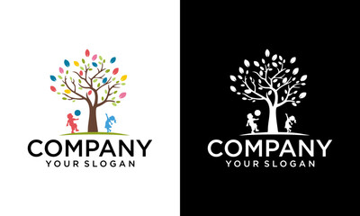 Tree Kids Logo playful template