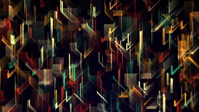High tech futuristic data design background loop. Green white yellow orange red colors. Creative cyberpunk technology digital backdrop animation. 