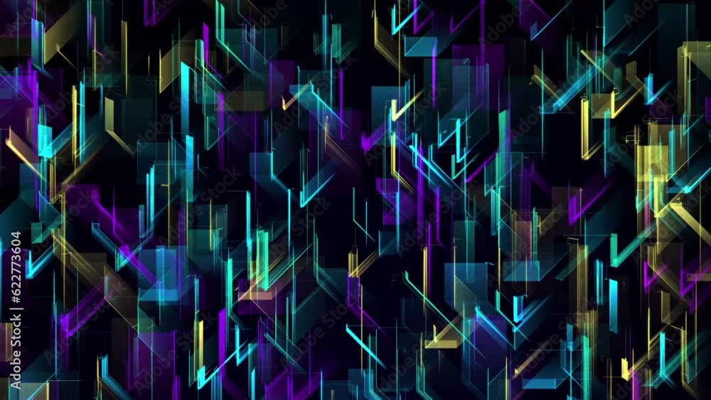 Poster high tech futuristic data design background loop. green blue violet yellow colors. creative cyberpun