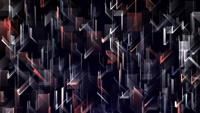 High tech futuristic data design background loop. Grey orange colors. Creative cyberpunk technology digital backdrop animation. Techno geometric media net concept seamless element motion.