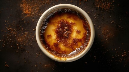 AI generated illustration of a bowl of creme brulee