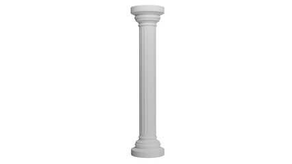 Classic marble antique column pillar isolated on white and transparent background. Column concept. 3D render