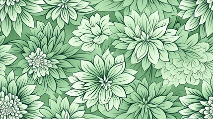Seamless pattern with light green flowers. Floral background. 