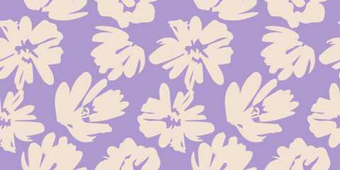 Hand drawn flowers, seamless patterns with floral for fabric, textiles, clothing, wrapping paper, cover, banner, interior decor, abstract backgrounds.