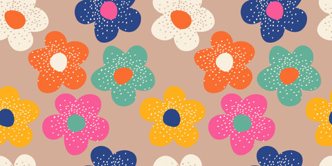 Hand drawn flowers, seamless patterns with floral for fabric, textiles, clothing, wrapping paper, cover, banner, interior decor, abstract backgrounds.