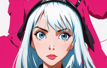 Close-up portrait of beautiful young woman. Generative AI.