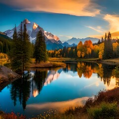 Obraz premium autumn in the mountains generated ai.