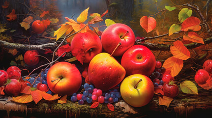 Obraz na płótnie Canvas Beautiful composition of autumn leaves. Generative ai