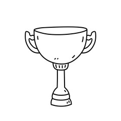 Winners Cup isolated on white background. Champion award. Vector hand-drawn illustration in doodle style. Perfect for cards, logo, decorations, various designs.