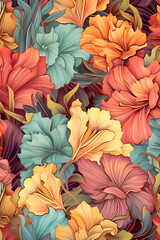 pattern with flowers,orange,art,colorful,flowers,Ai generated