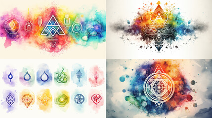 set of watercolor banners