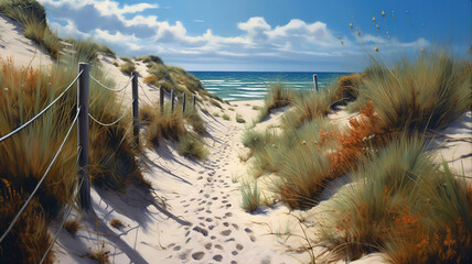 Naturweg zum Strand. Generative ai