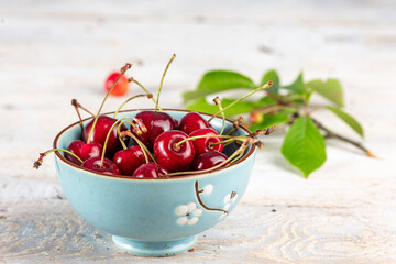 Nature's Bounty: Brimming Bowl of Freshly Picked Cherries