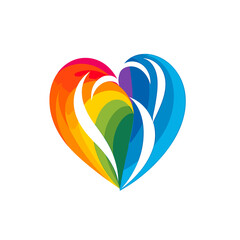 colorful heart with rainbow