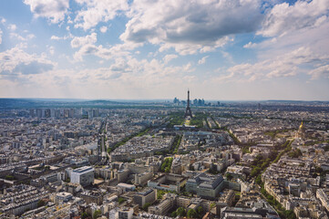 Fototapeta na wymiar Panoramic View of Eiffel Tower Paris Skyline from the top of the Montparnasse Tower